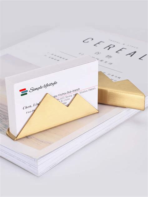 gold business card holder desk.